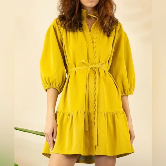 yellow faux leather dress Yellow Leather Straps Lace Up Mesh Ruched Mini Dress Large main image 0